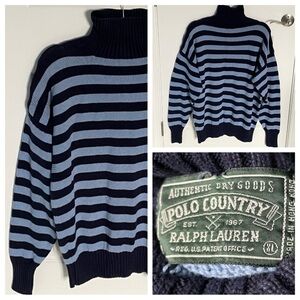 PoloRalph Lauren vintage polo country turtleneck striped Sweater 35610